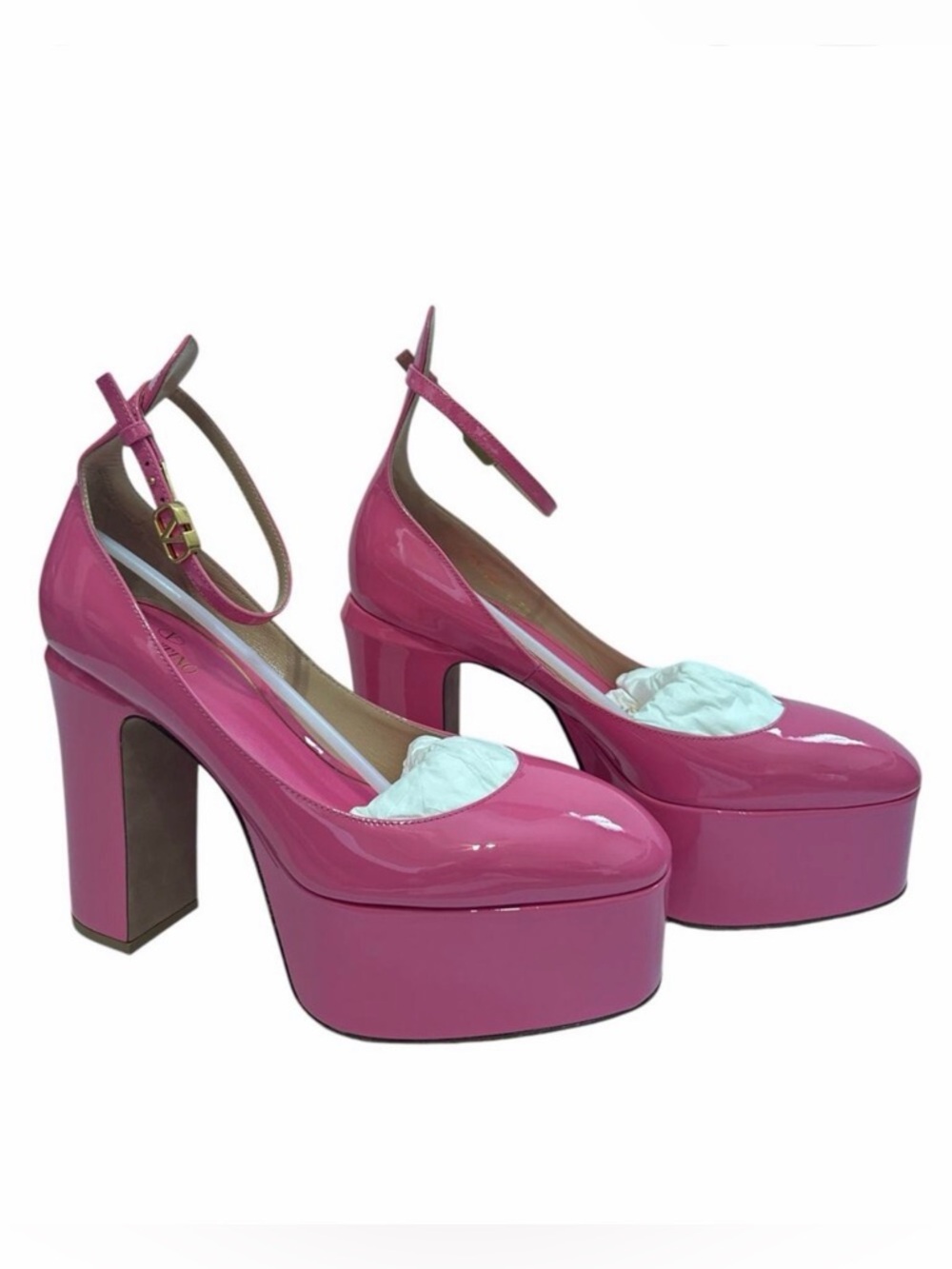 nwob Valentino Tan-Go Barbie Pink Patent Leather Platform Pumps size IT 38 US 8